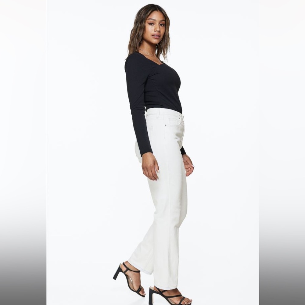 H&M Straight High Jeans - White - Picture 1 of 5